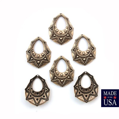 1 Hole Brass Ox Tribal Teardrop Charm Pendant Drop (6) mtl395D