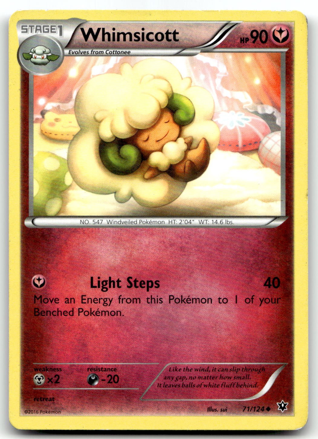 Whimsicott 71/124 XY - Fates Collide Uncommon Normal Pokemon TCG HP