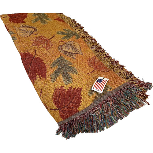 Coperta da lancio arazzo foglie autunnali gettata 50x60" NUOVA - Foto 4 di 9