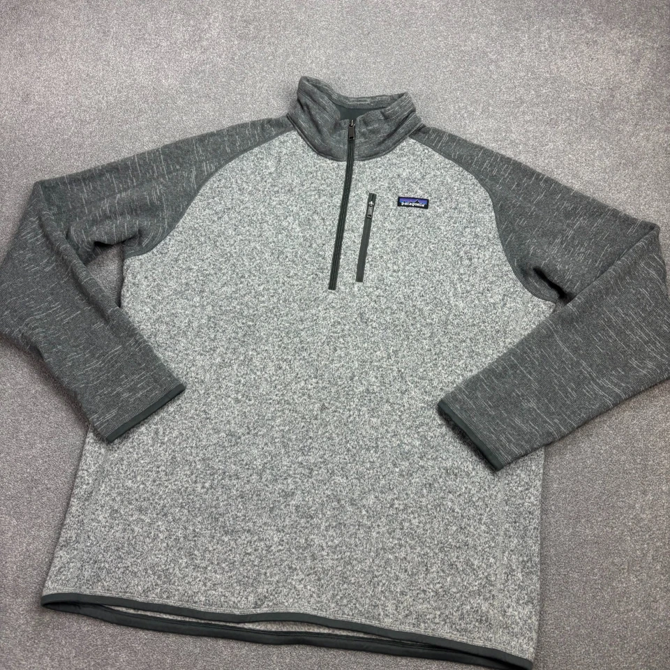 Patagonia Fleece Adult 2XL XXL Grey Better Sweater Quarter Zip Logo Jumper Mens - Image 2 of 4