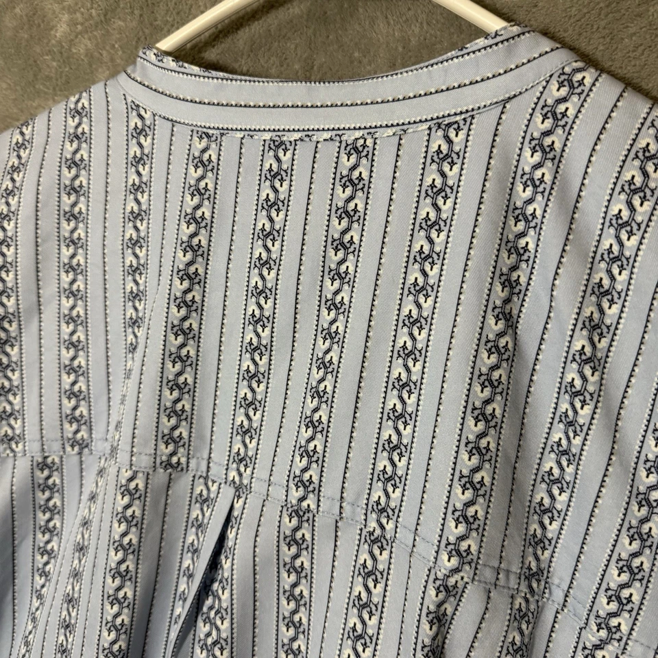 Lands End Top Women 3X (24W-26W) Blue Floral Boxy Plus Coastal Resort Striped - Image 4 of 4