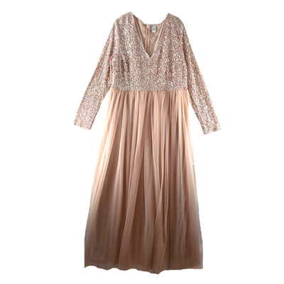 Heine Dress Womens Sz 18 Blush Pink Sequins Sparkle Knit Stretch Evening Gown