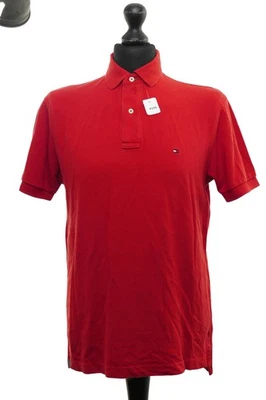 Tommy Hilfiger Herren Poloshirt Polohemd S rot Uni Kurzarm Piqué 100% Baumwolle - Bild 1 von 4