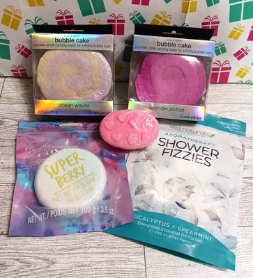 Bath Fizzers, bubble cakes, shower fizzies, pink soap Relaxing refreshing shower