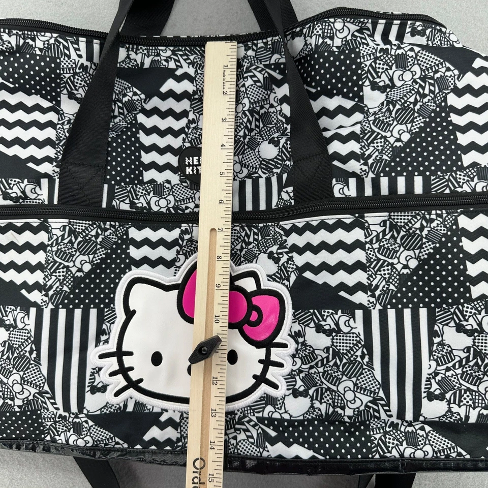 Bolso de Lona Hello Kitty Monotone para Pasar la Noche Negro Blanco Viaje Gimnasio Hombro Sanrio Foto 4 de 4