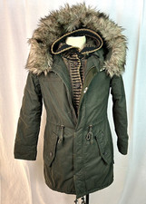 Khujo Women’s Parka Coat Jacket Faux Fur Trim Hooded Size Large - Usa Shipper