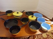 Vintage 1970's Chilton Plastic/Aluminum Play Dishes Mushroom Design