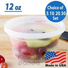 12 oz Heavy Duty Small Round Deli Food/Soup Plastic Containers w/ Lids BPA free