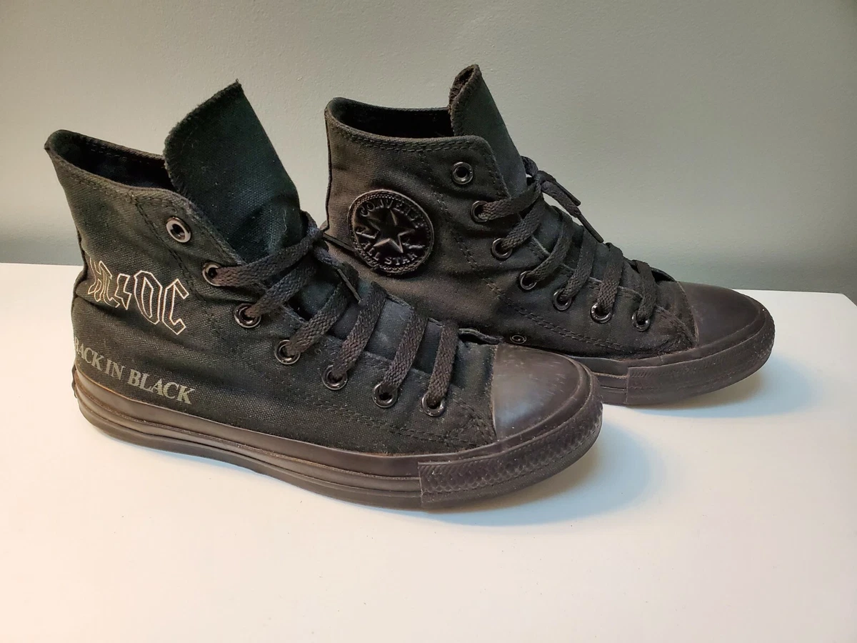 desinfektionsmiddel Centimeter Rådne Converse Chuck Taylor All Star AC/DC Back in Black Hi-Top Sneakers Sz 5 |  eBay