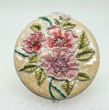 Elegant decorative dual Compact Purse Pocket Makeup Mirror ornaments ivory cream