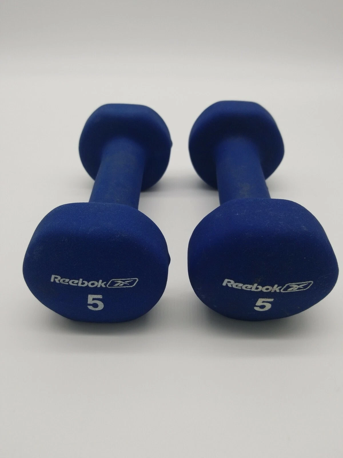 2 Reebok 5 Lb Neoprene Weights Blue (sanitized) Total Weight 10 pounds