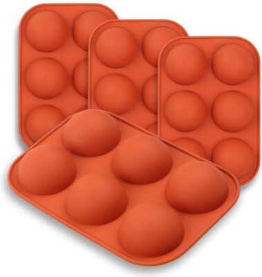 homEdge Medium Semi Sphere Silicone Mold 4Pk Baking Freeze Cake Jelly Kitchen 2''