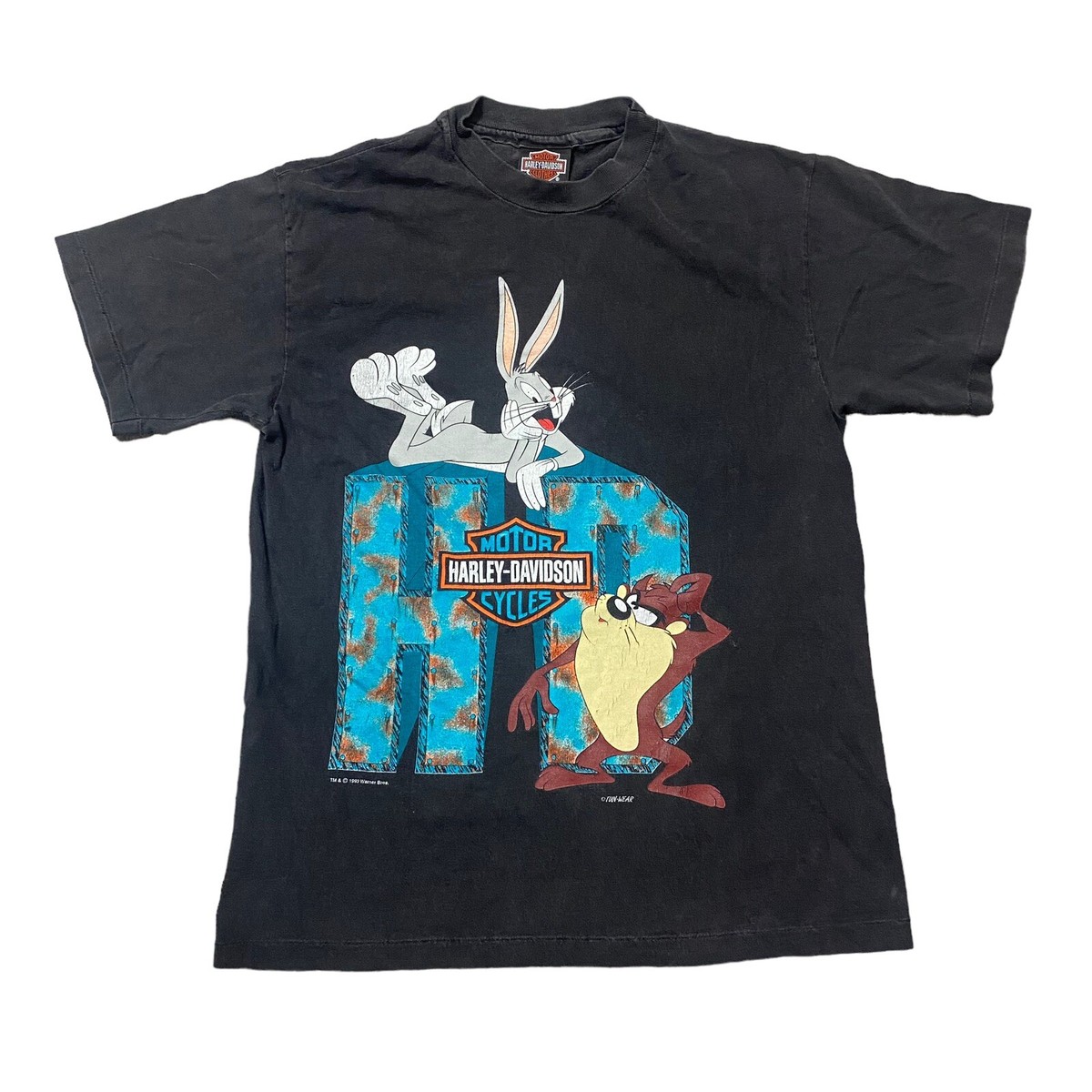 Vintage 90s Harley Davidson x Looney Tunes Bugs Taz T-Shirt