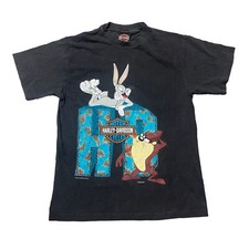 Vintage 90s Harley Davidson x Looney Tunes Bugs Taz T-Shirt 90sWarner Bros Sz M