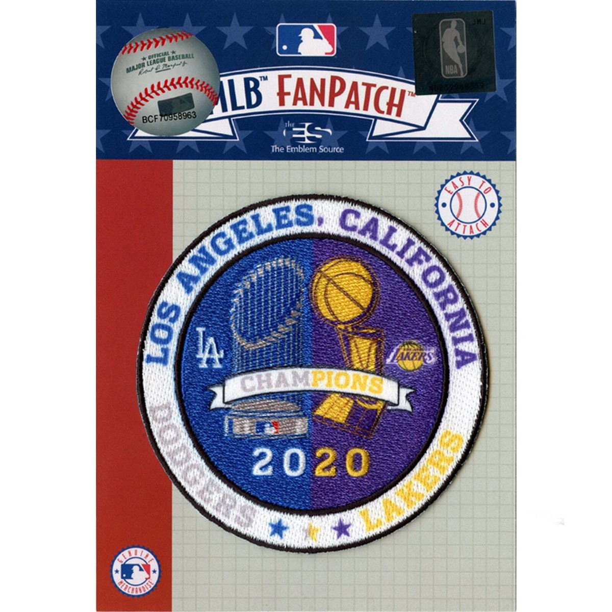 2020 Los Angeles Dodgers and Lakers Dual Champions Trophies Patch