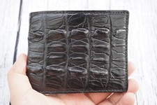 Full Black Crocodile Hornback Leather Skin Men's Bifold Wallet X27