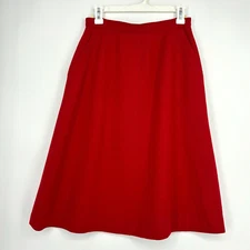 Vintage John Meyer A-Line Midi Skirt Red Wool Size 12 Fits Like 2 4 Fully Lined