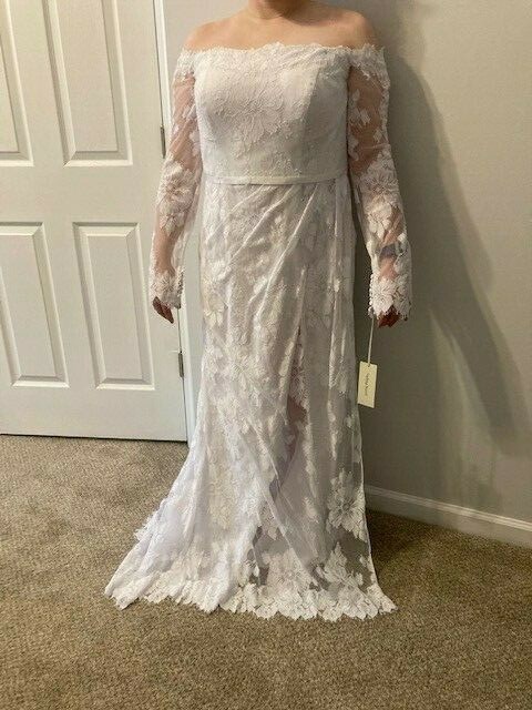 beaded lace dress Ivory Beaded Lace Beach Wedding Dresses Backless A Line V Neck Bridal Dress AWD1301 main image 1