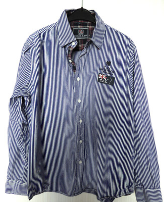 hochwertiges TAILOR & SON 100% Baumwolle Hemd Gr. 52 /L blau weiß