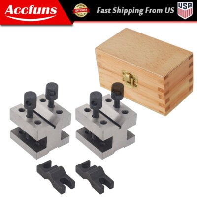 HIGH PRECISION V-BLOCK PAIR W. CLAMPS 1-3/8x1-3/8x1-3/16''