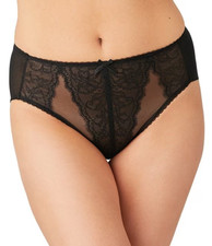 Wacoal Women's Retro Chic Hi-Cut Brief Panty 841186 Onix Black