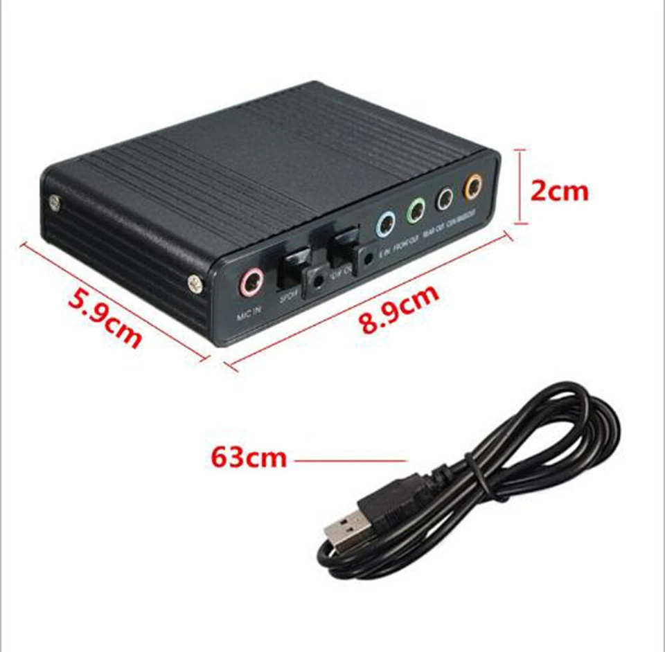 USB 6 Channel 5.1 External Optical Audio Sound Card Adapter Laptop Notebook PC - Image 3 of 4