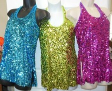 Sequin Teardrop Halter Dress Snap Closure Slit hem Ch szs Salsa Jazz Leotard und