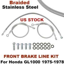FOR HONDA GL1000 GOLDWING 1000 STAINLESS STEEL FRONT BRAKE LINE KIT1975-1978