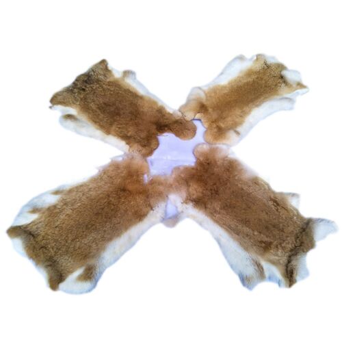 4PCS Genuine Rabbit Skin Fur Pelts Tanned Craft Grade Natural Leather Yellow Tan - Picture 1 of 8