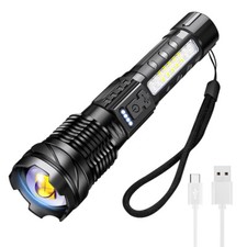 99000lm White Laser LED Flashlight 30W Tactical Torch Rechargeable Camping Work