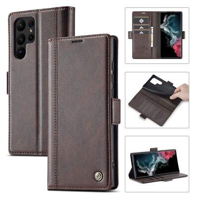 Case For Samsung S25 Ultra S24Plus S22 Leather Wallet Flip Card Slot Stand Cover