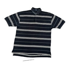 Tommy Hilfiger Men's Striped Polo Shirt Short Sleeve Collared Black Gray Medium