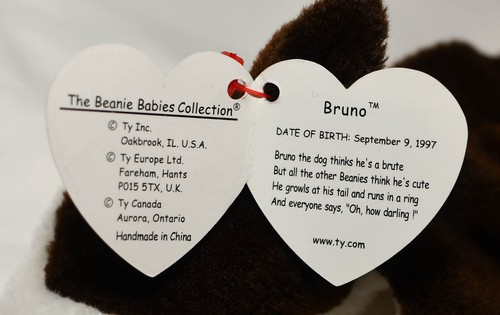 NEW! TY Beanie Babies - Bruno Bull Terrier Dog DOB 9-9-97 1997 (Fast Shipping!) - Picture 5 of 7