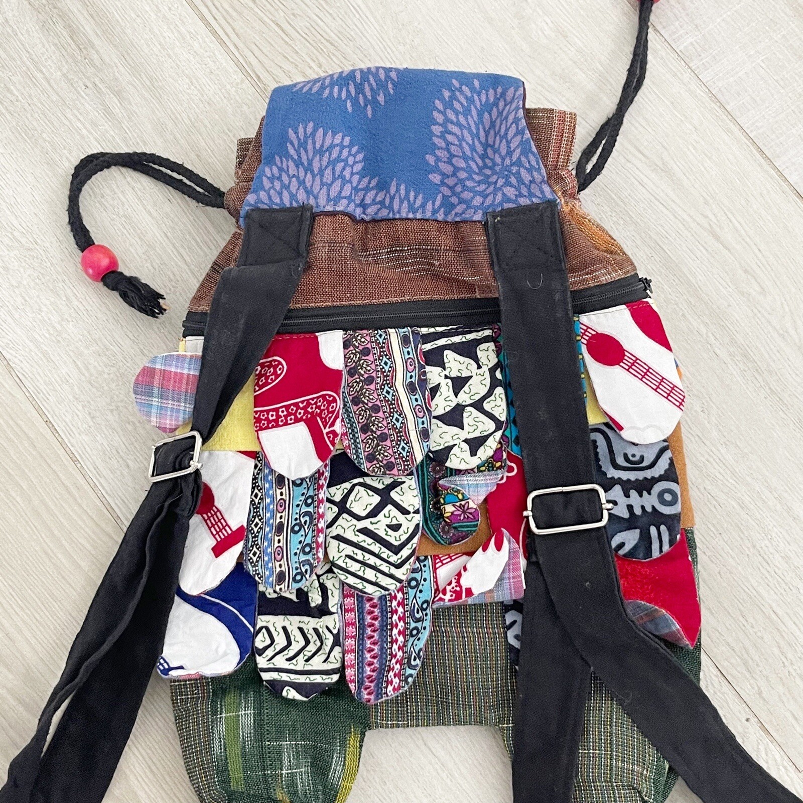 Boho Handmade OWL Patchwork Multi-Color Drawstrin… - image 6