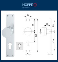 Hoppe Knopflangschild TüR Beschlag 54/202 Aluminium F1 Pz 72Mm Din Links/Rechts