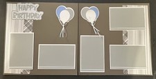 12X12 HAPPY BIRTHDAY GRAY BLUE PREMADE SCRAPBOOK 2 PAGES LAYOUT- TONYA 4438