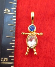 14KT GOLD EP BOY SEPTEMBER BLUE CRYSTAL SMALL BIRTHSTONE KIDS PENDANT CHARM