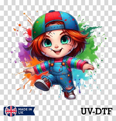 Chucky UV DTF Aufkleber - Glas Laptop Becher Wand Tasse zp302