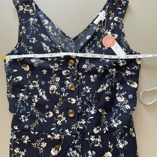 Women's NWT Bailey's blossom romper XS deep navy floral sleeveless tank wide leg - Picture 10 of 13