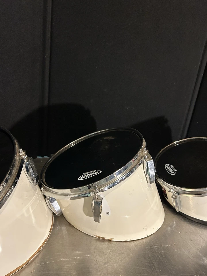 PREMIER Batería Vintage 4 Piezas Blancas Banda de Marcha Juego de Batería 14”, 12”, 10” y 8” Foto 3 de 4