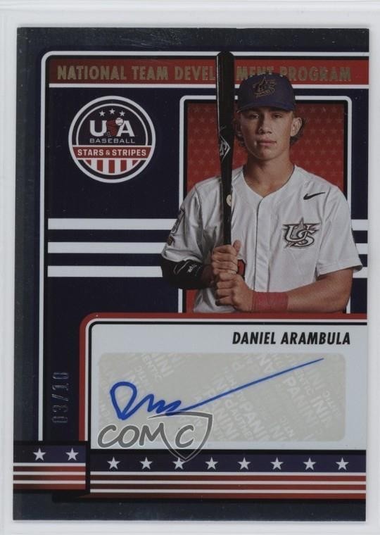 2023 Panini USA Baseball Stars & Stripes Gold 3/10 Daniel Arambula Auto 1u5y