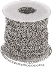 Stainless Steel Curb Chains Jewelry Making 82 Feet 4x3mm Soldered Durable