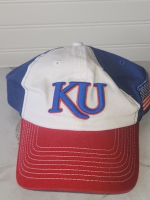 Kansas JayHawks KU One size Multicolored USA Flag Patch. Pledge Inside Cap