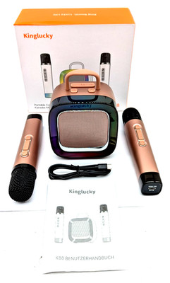 Kinglucky K88 Wireless Karaoke Mikrofon Bluetooth Lautsprecher Roségold - Pro Edition