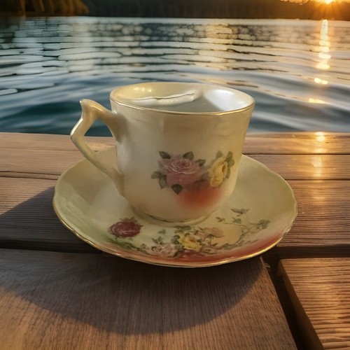 Antique/vintage Mustache Teacup & Saucer Moritz Zdekauer Altrolau, Austria 1909 - Picture 7 of 16