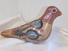 Vtg Tonala Mexican Pottery Bird Hand Painted Signed July 1991 Mexico 7.5"