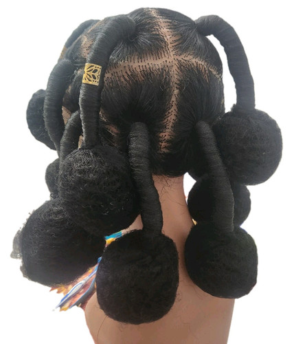 Synthetic Bantu Full Lace Braided Bun Wig African Braid Hair - Picture 7 of 7