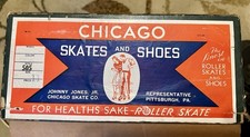Vintage Chicago Roller Skates Style 505 Black Leather Wooden Wheels Original Box