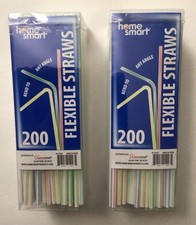 2 SET OF HOME SMART 200 COUNT FLEXIBLE PLASTIC DRINKING STRAWS, 8 INCHES LONG
