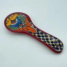 TALAVERA Ceramic Spoon Rest Multicolor Hand Painted 9.5in Mexico Kitchen Decor